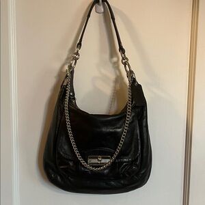 Elegant Black Leather Coach Kristin Hobo Shoulder Bag